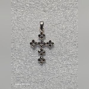 Elegant Black and Silver Cross Pendant 925.